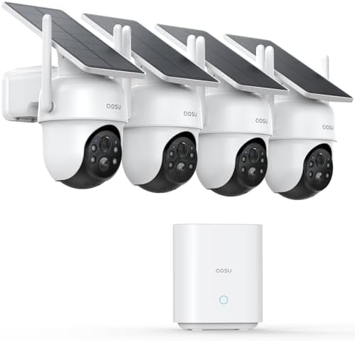 aosu D1 Classic 4-Cam Kit, Security Cameras Wireless Outdoor, Solar Powered