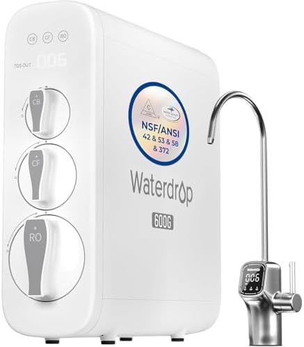 Waterdrop G3P600 Tankless Reverse Osmosis Water Filter System Silver Faucet